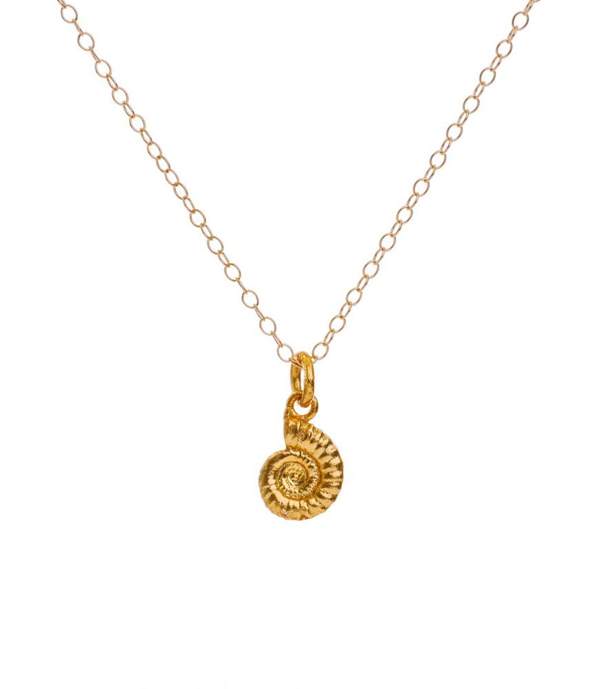 Gold Ammonite Fossil Necklace