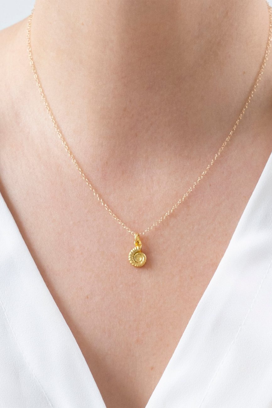 Gold Ammonite Fossil Necklace