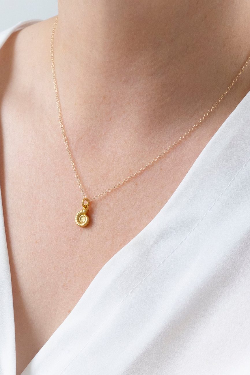 Gold Ammonite Fossil Necklace
