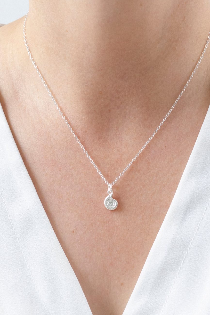 Silver Ammonite Fossil Necklace