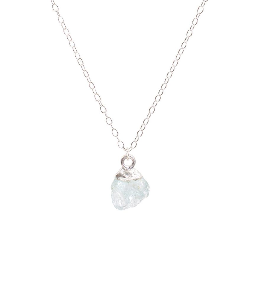 Silver Aquamarine Raw Crystal Necklace