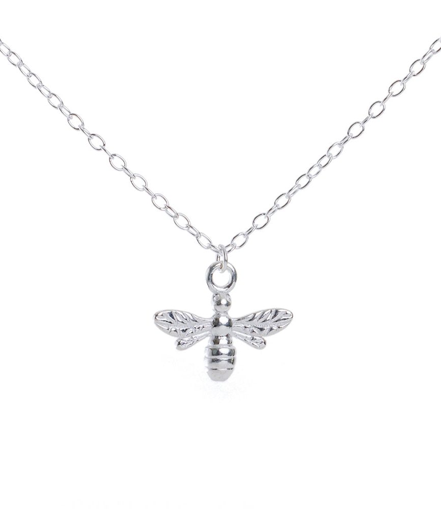 Minimalist Silver Bee Necklace