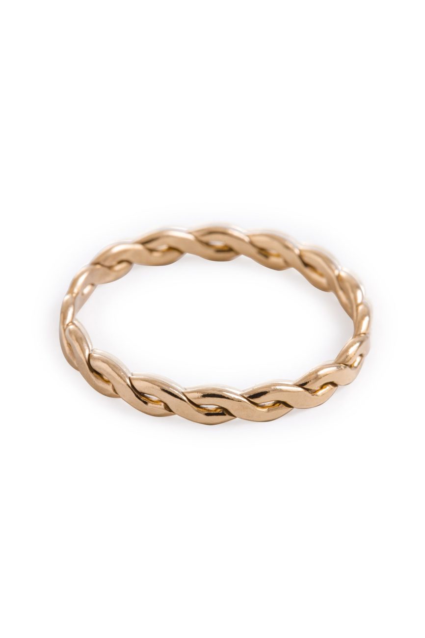 Minimal Gold Woven Braided Ring Handmade Birmingham