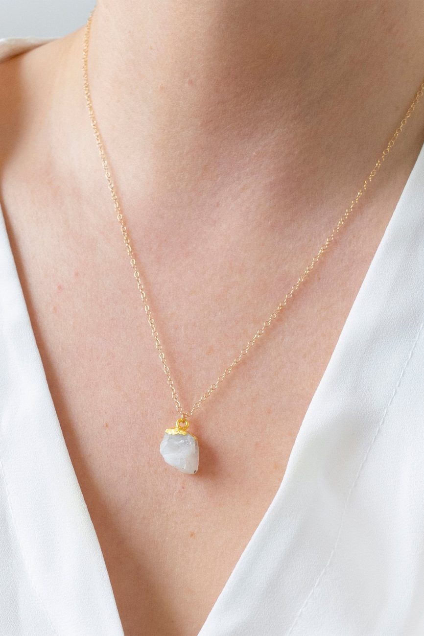 Silver Citrine Raw Crystal Necklace