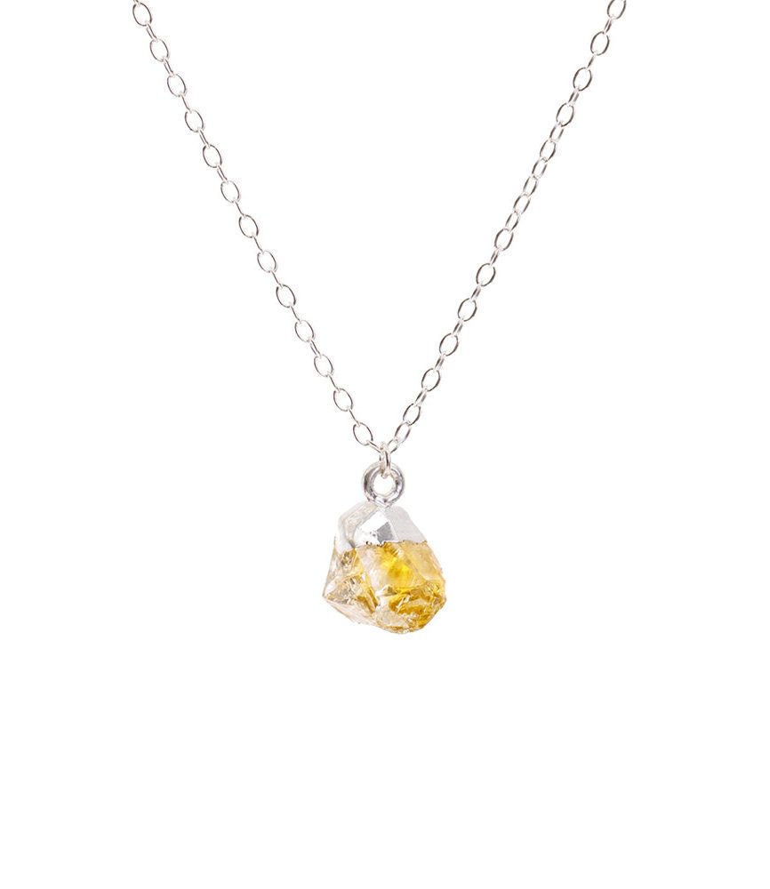 Silver Citrine Raw Crystal Necklace