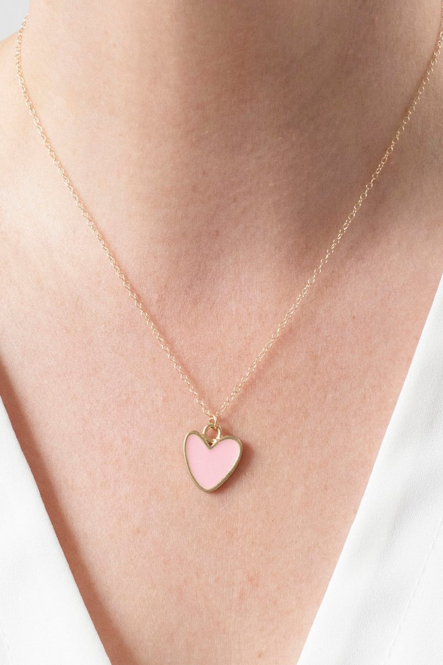Gold Enamel Heart Necklace