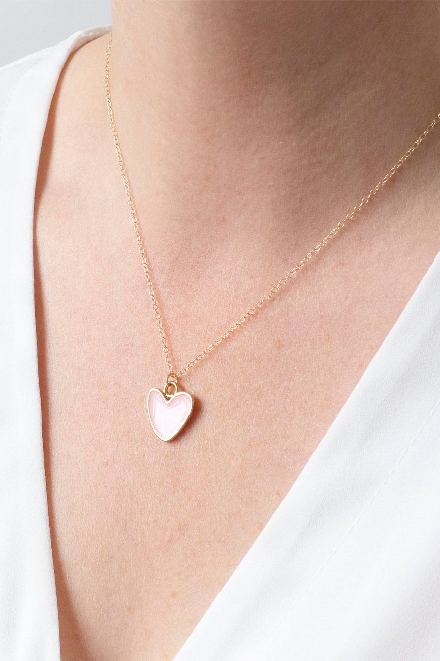 Gold Enamel Heart Necklace