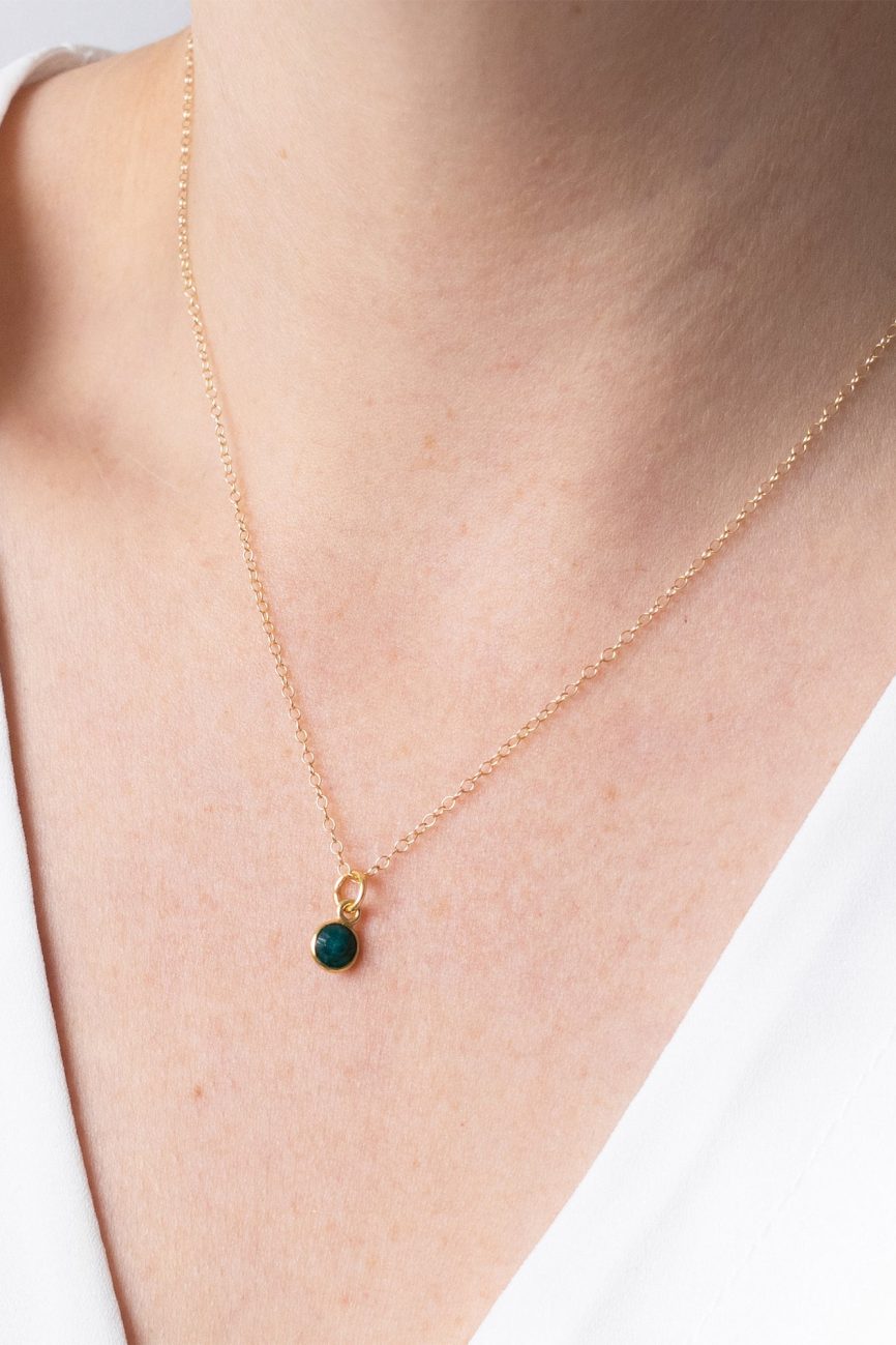 Gold Emerald May Birthstone Necklace