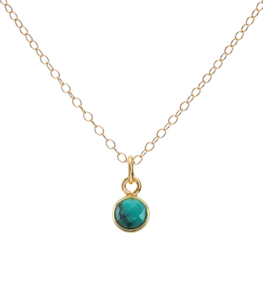 Gold Emerald May Birthstone Necklace