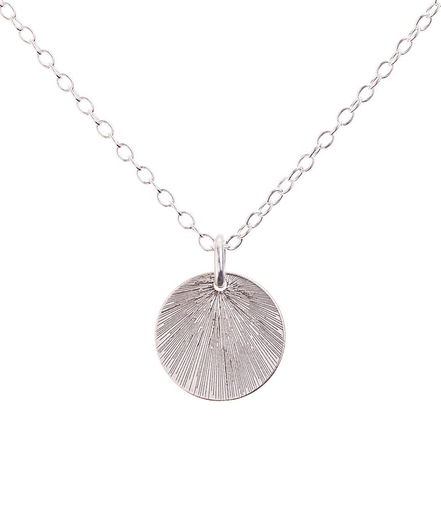 Silver Etched Medallion Necklace