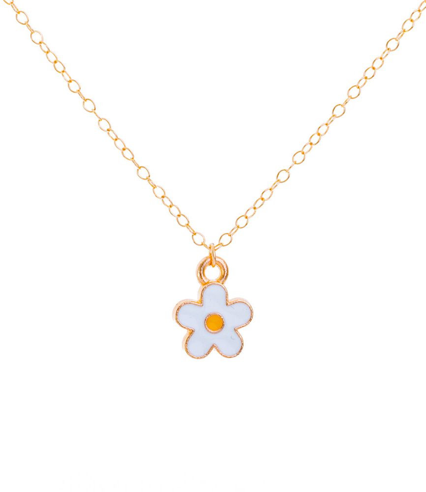 Gold Enamel Daisy Necklace