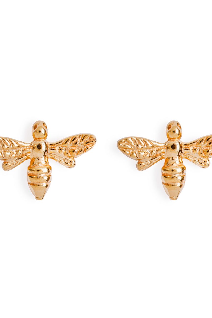Minimal Gold Bee Earrings Handmade Birmingham UK