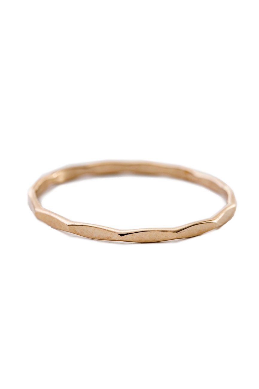 Minimal Gold Hammered Stacking Ring