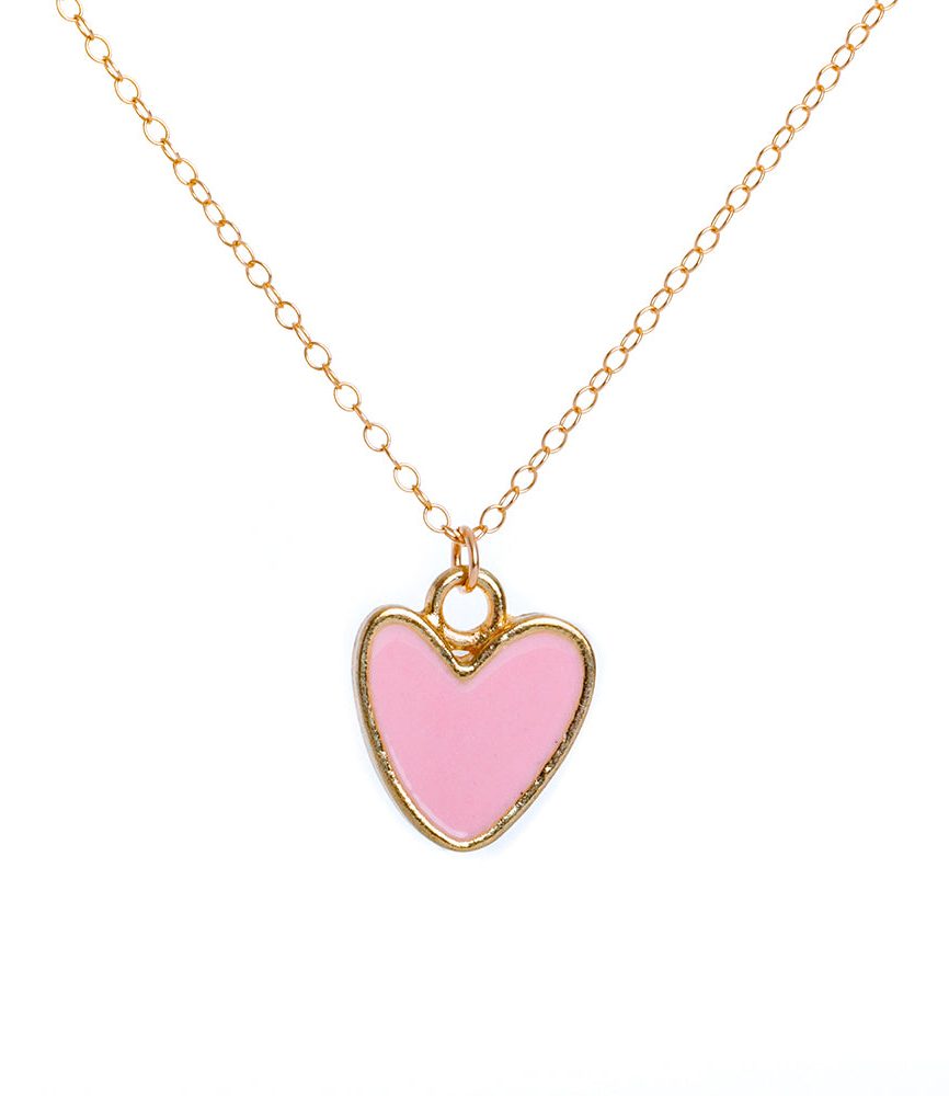 Gold Enamel Heart Necklace