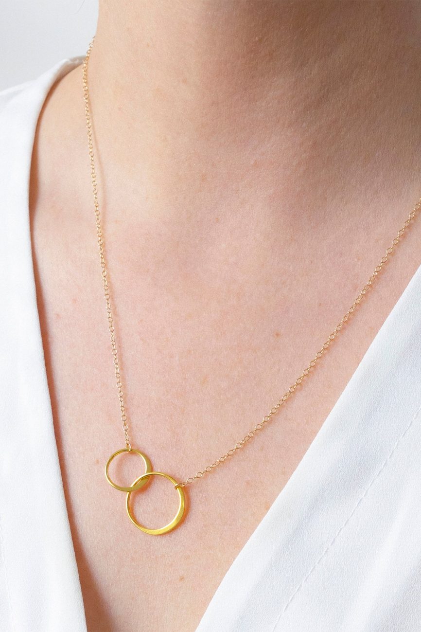 Gold Flat Infinity Circle Necklace