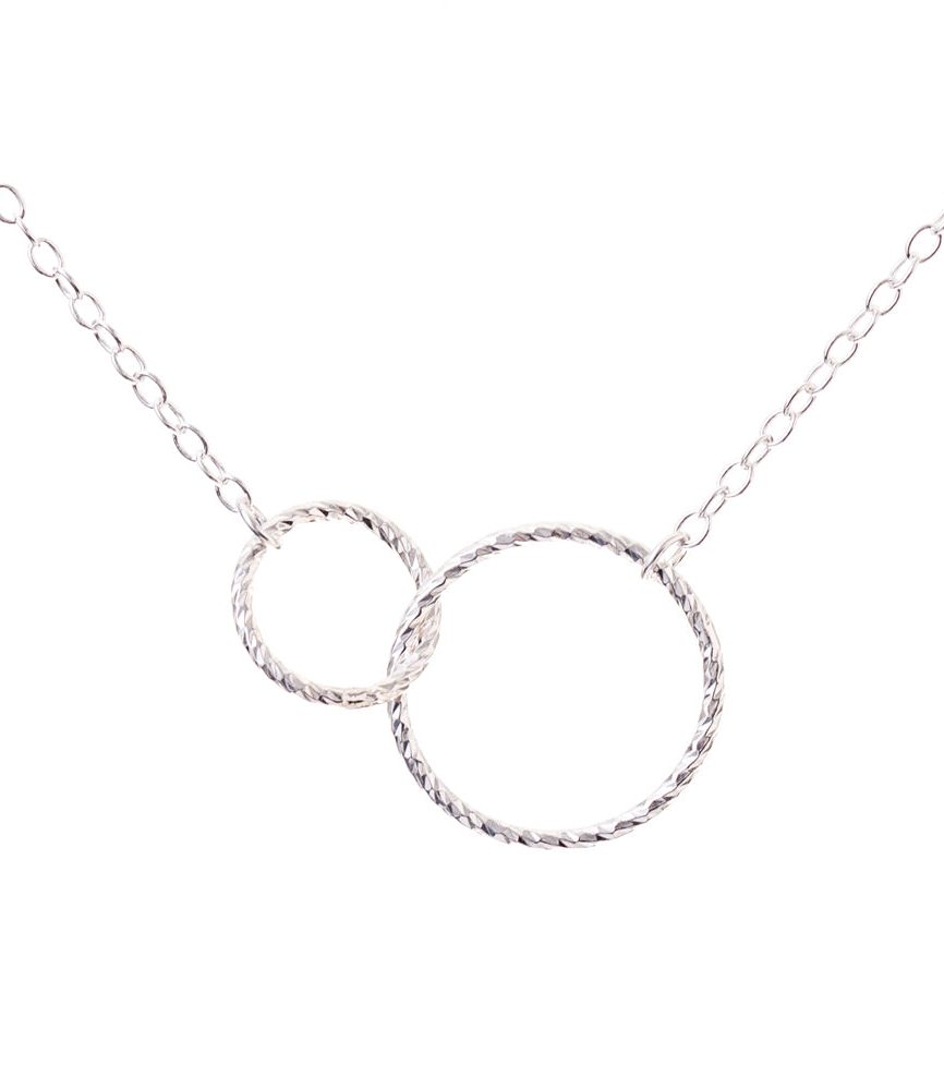 Silver Textured Infinity Circles Necklace