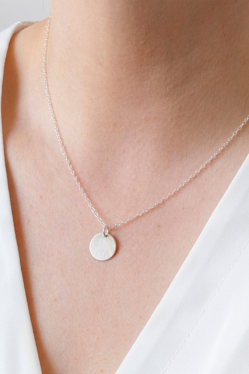 Silver Etched Medallion Necklace