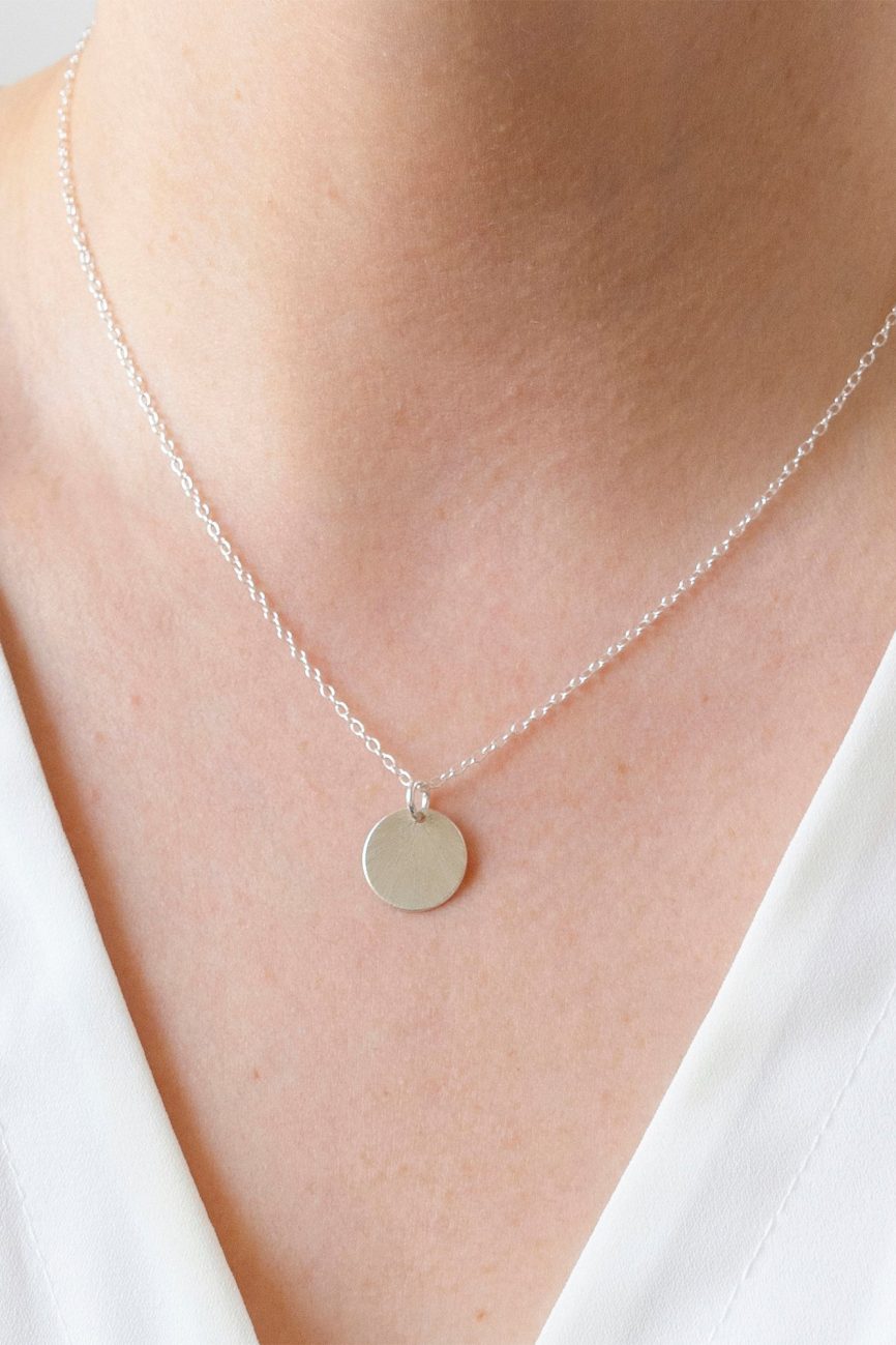 Silver Etched Medallion Necklace