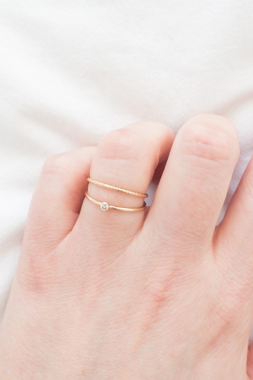 Minimal Textured Stacking Rings