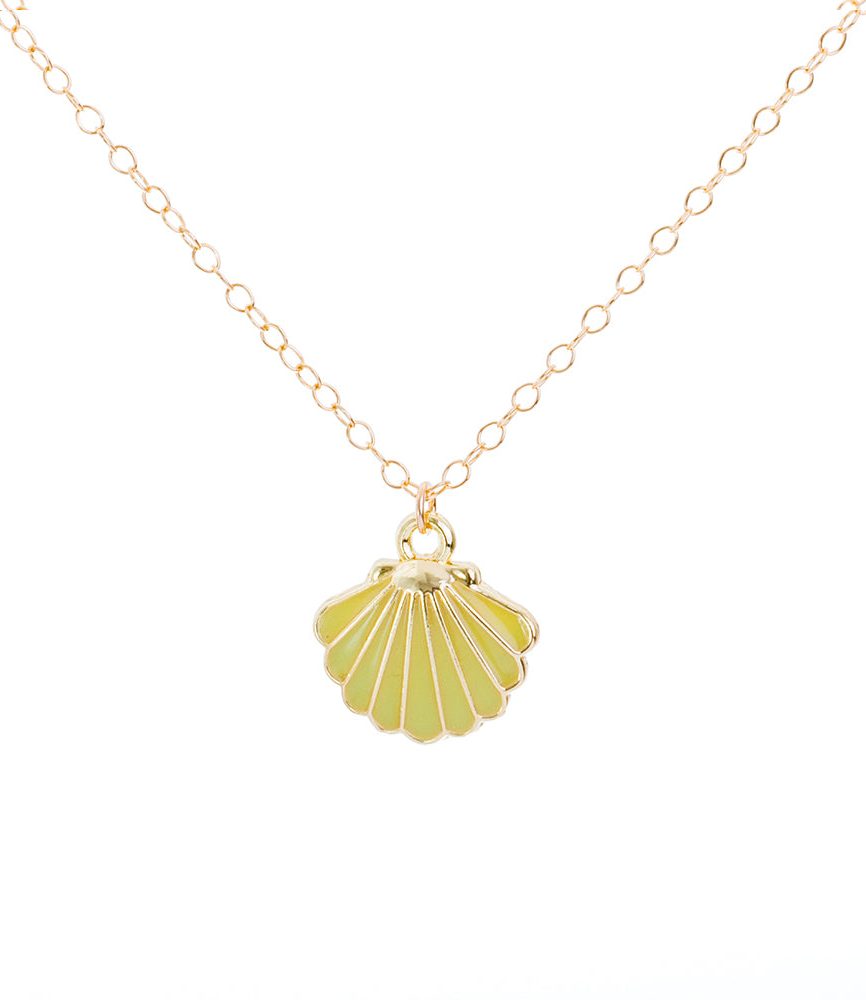 Gold Enamel Shell Necklace