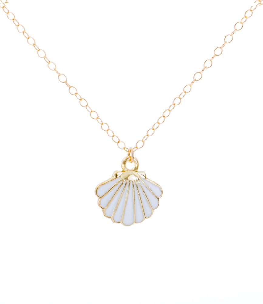 Gold Enamel Shell Necklace