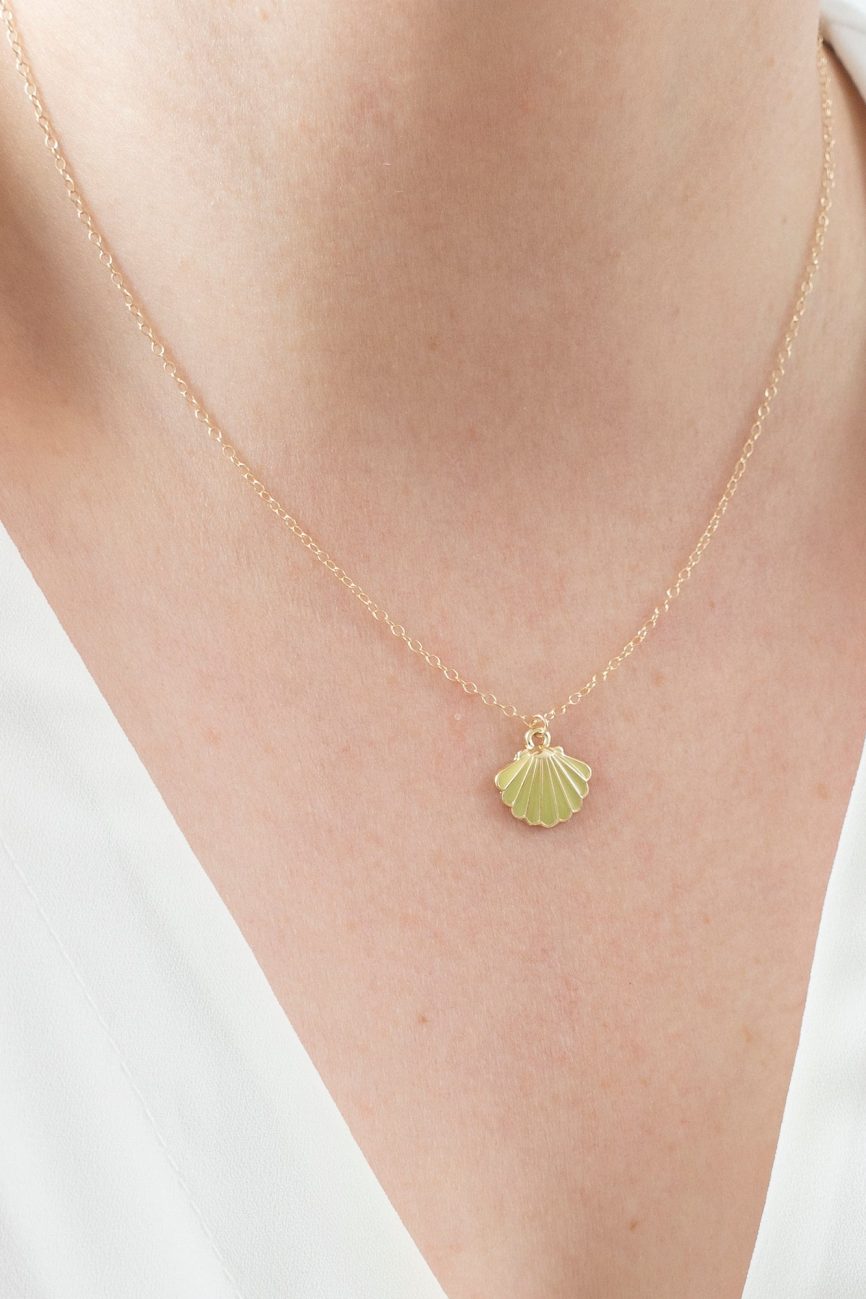 Gold Enamel Shell Necklace
