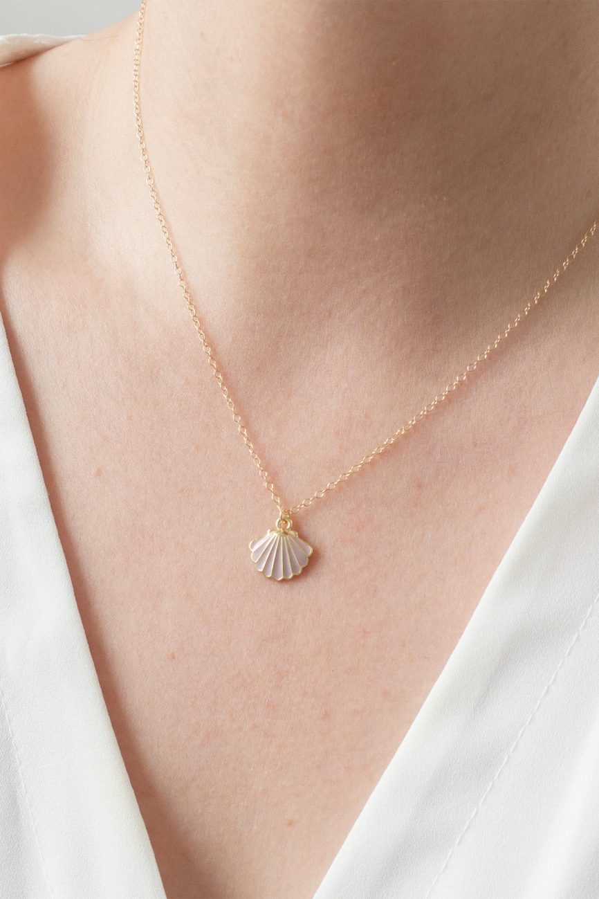 Gold Enamel Shell Necklace