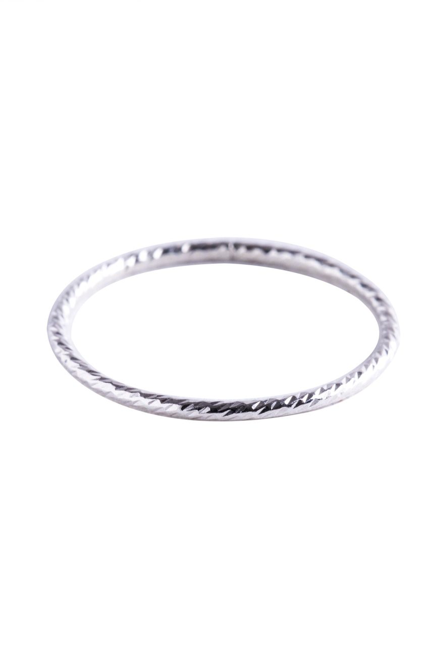 Minimal Silver Textured Stacking Ring