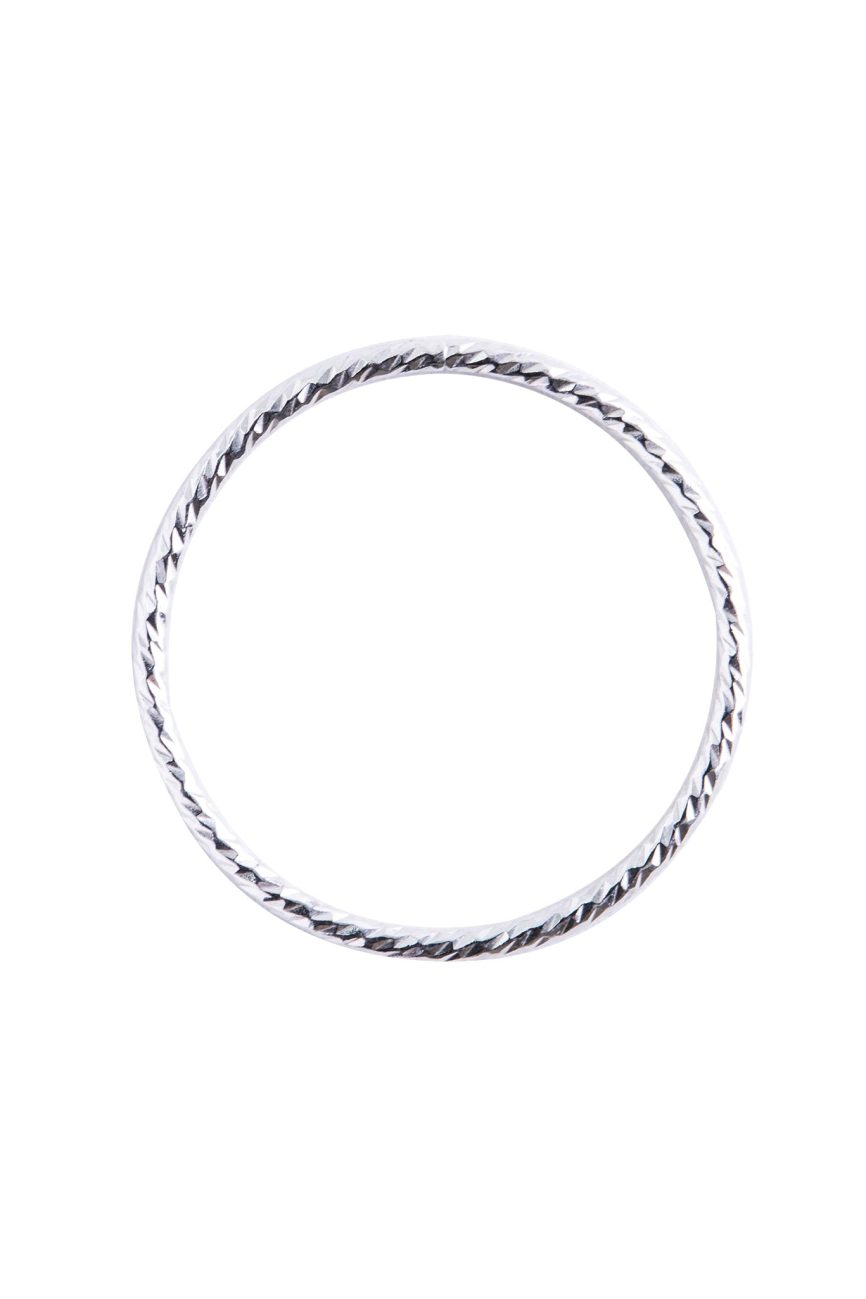 Minimal Silver Textured Stacking Ring