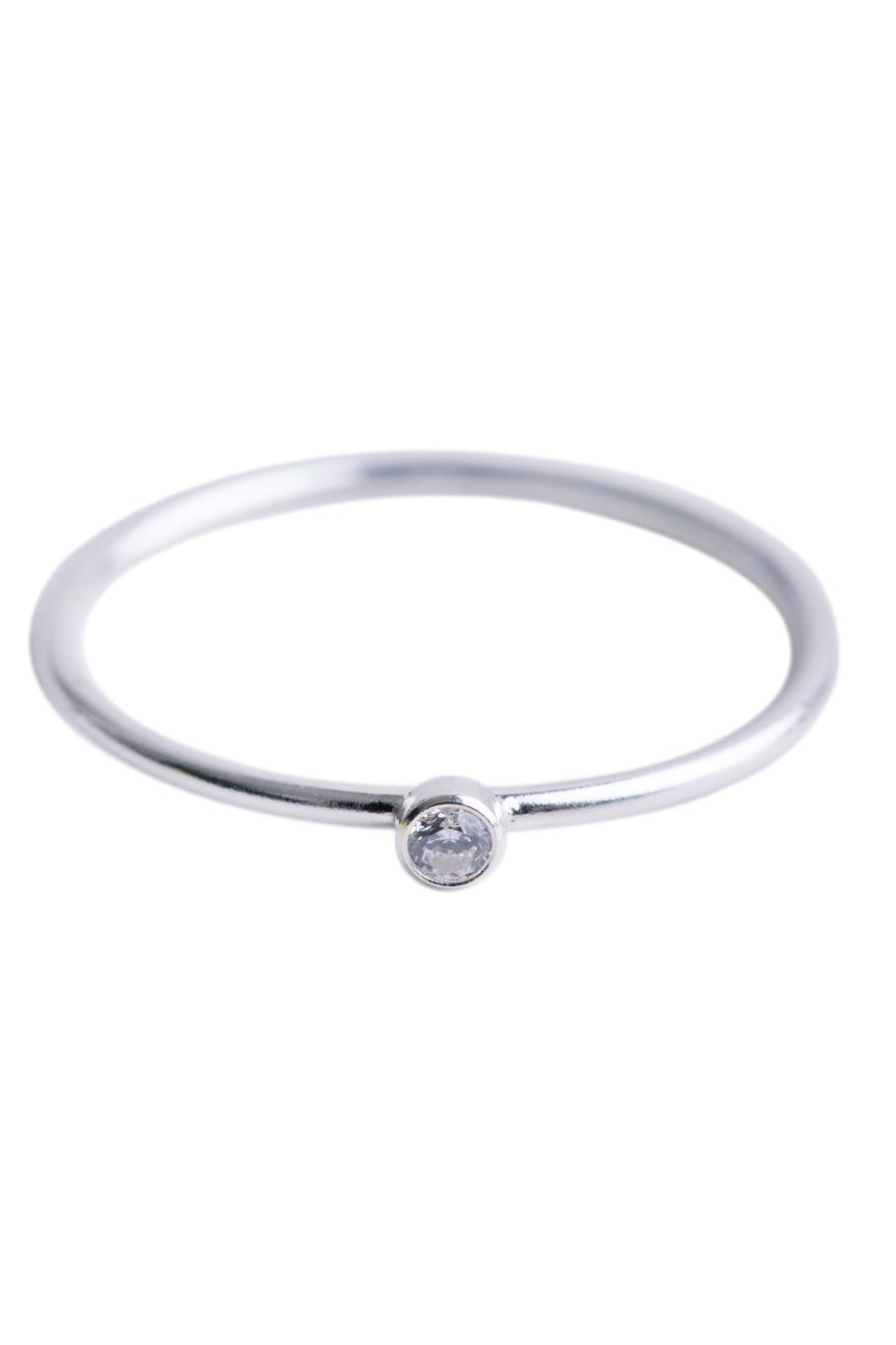 Minimal Silver CZ Diamond Ring
