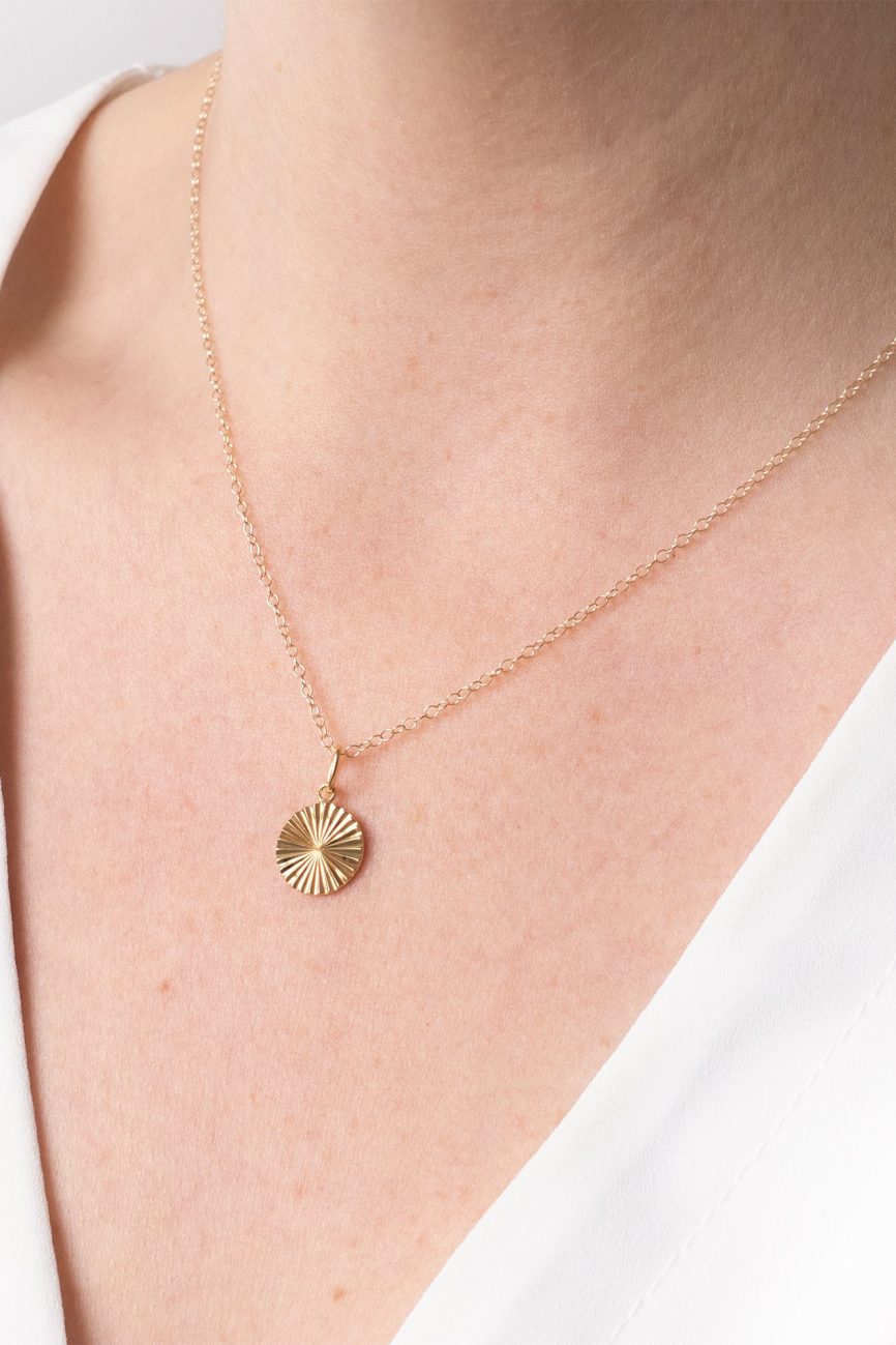 Gold Diamond Cut Sunburst Necklace