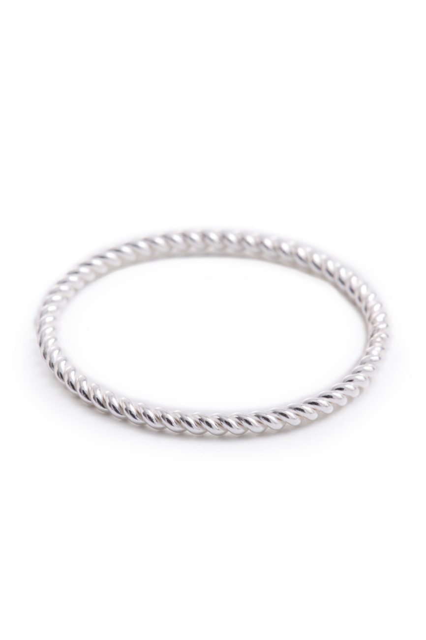 Minimal Silver Twisted Stacking Ring Handmade Birmingham