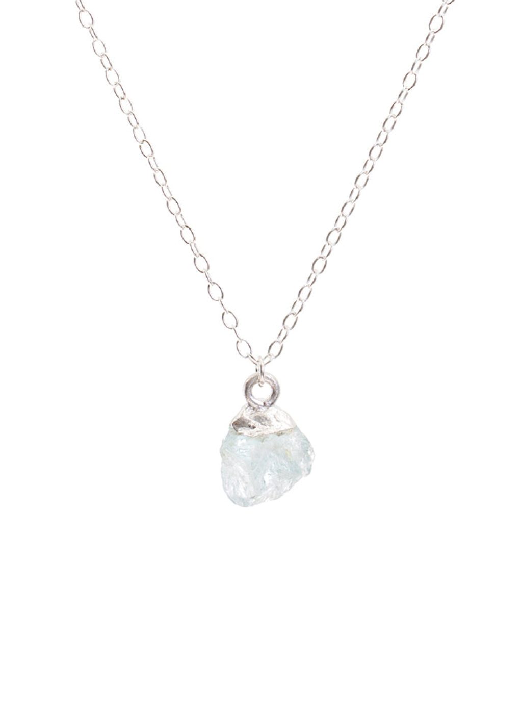 Silver Aquamarine Raw Crystal Necklace