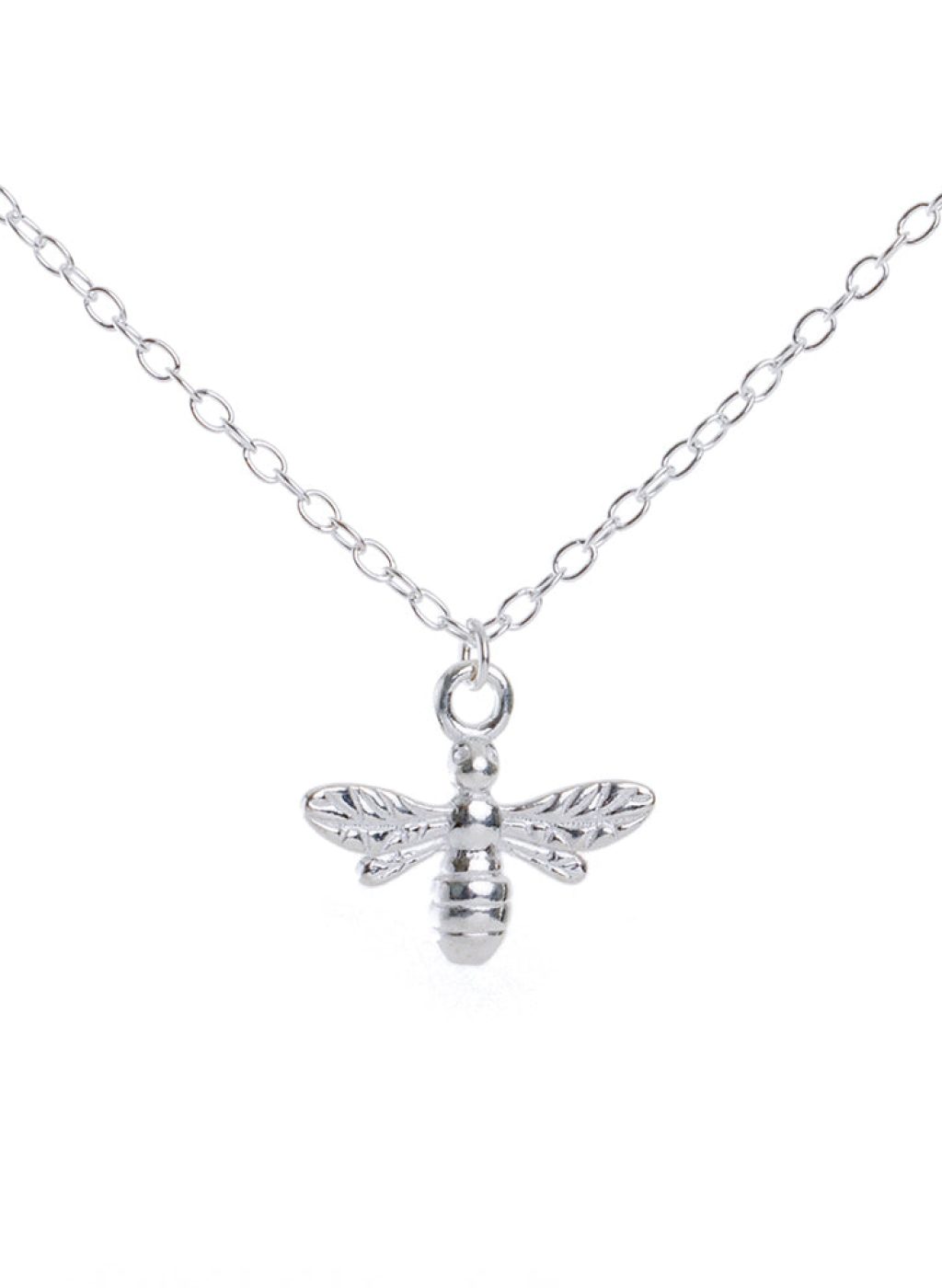 Minimalist Silver Bee Necklace