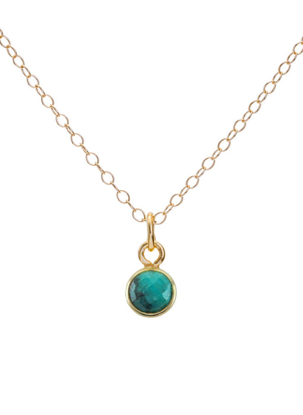 Gold Emerald May Birthstone Necklace