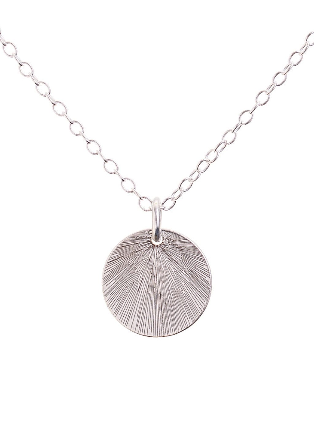 Silver Etched Medallion Necklace