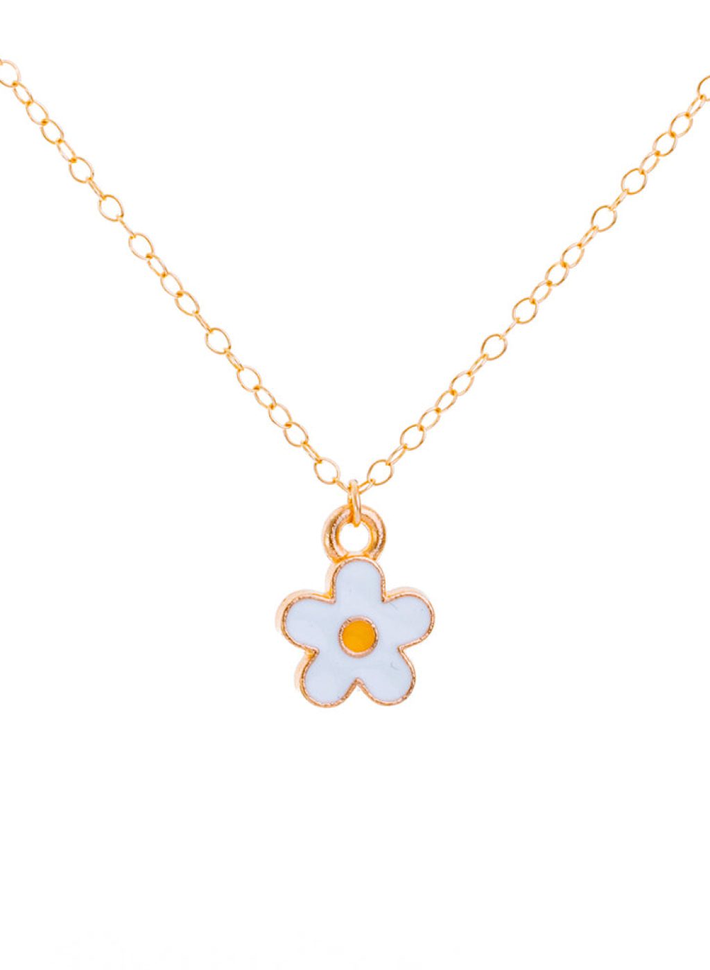 Gold Enamel Daisy Necklace