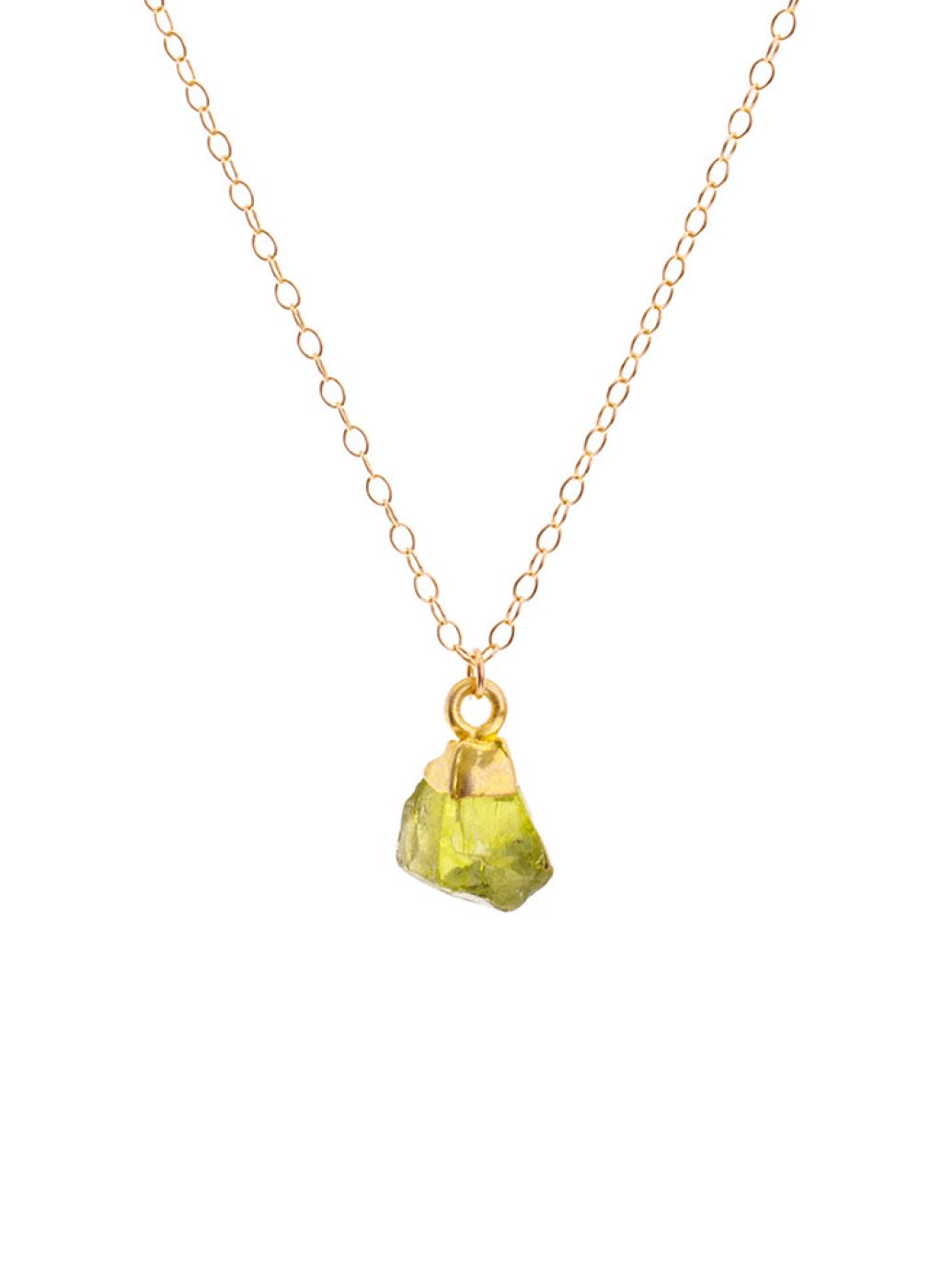 Gold Peridot Raw Crystal Necklace