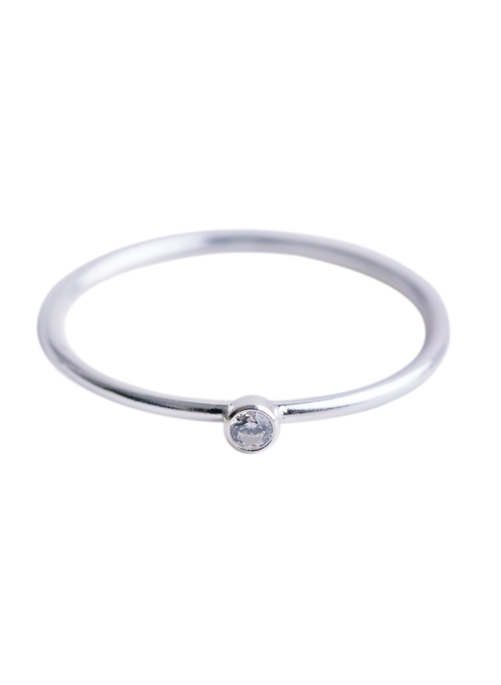 Minimal Silver CZ Diamond Ring